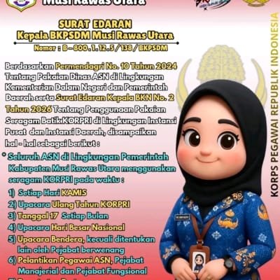 BKPSDM Muratara Terbitkan Edaran Penggunaan Seragam Batik KORPRI Sesuai Aturan Terbaru