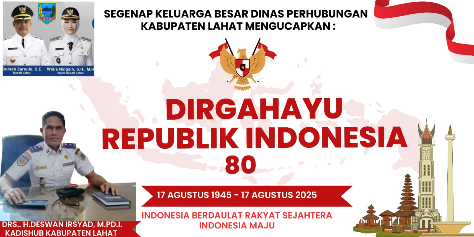 Dinas Perhubungan Kabupaten Lahat Mengucapkan HUT RI ke-80