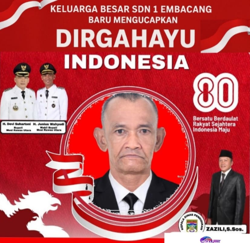 Kepala Sekolah SDN 1 Embacang Baru Mengucapkan Dirgahayu RI Ke 80