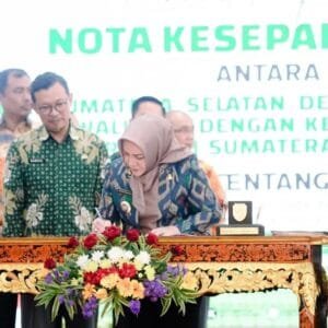 Peningkatan Akurasi Data Bupati Musi Rawas Hj. Ratna Machmud Dengan BPS Penandatanganan Nota Kesepakatan MoU
