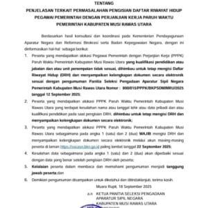 BKPSDM Pengumiman PPPK Paru Waktu Muratara Pengisian DRH
