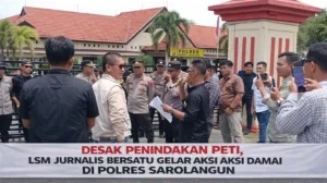 Desak Penindakan PETI, LSM Jurnalis Bersatu Gelar Aksi Damai di Polres Sarolangun