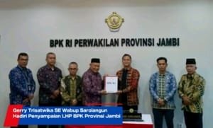 Gerry Trisatwika SE Wabup Sarolangun Hadiri Penyampaian LHP BPK Provinsi Jambi