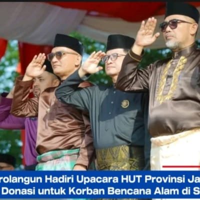 Bupati Sarolangun Hadiri Upacara HUT Provinsi Jambi, Serahkan Donasi untuk Korban Bencana Alam di Sumatra